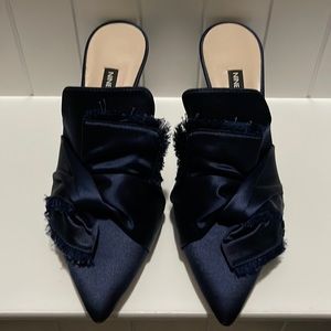 Nine West Navy Satin Pointed Toe Mule